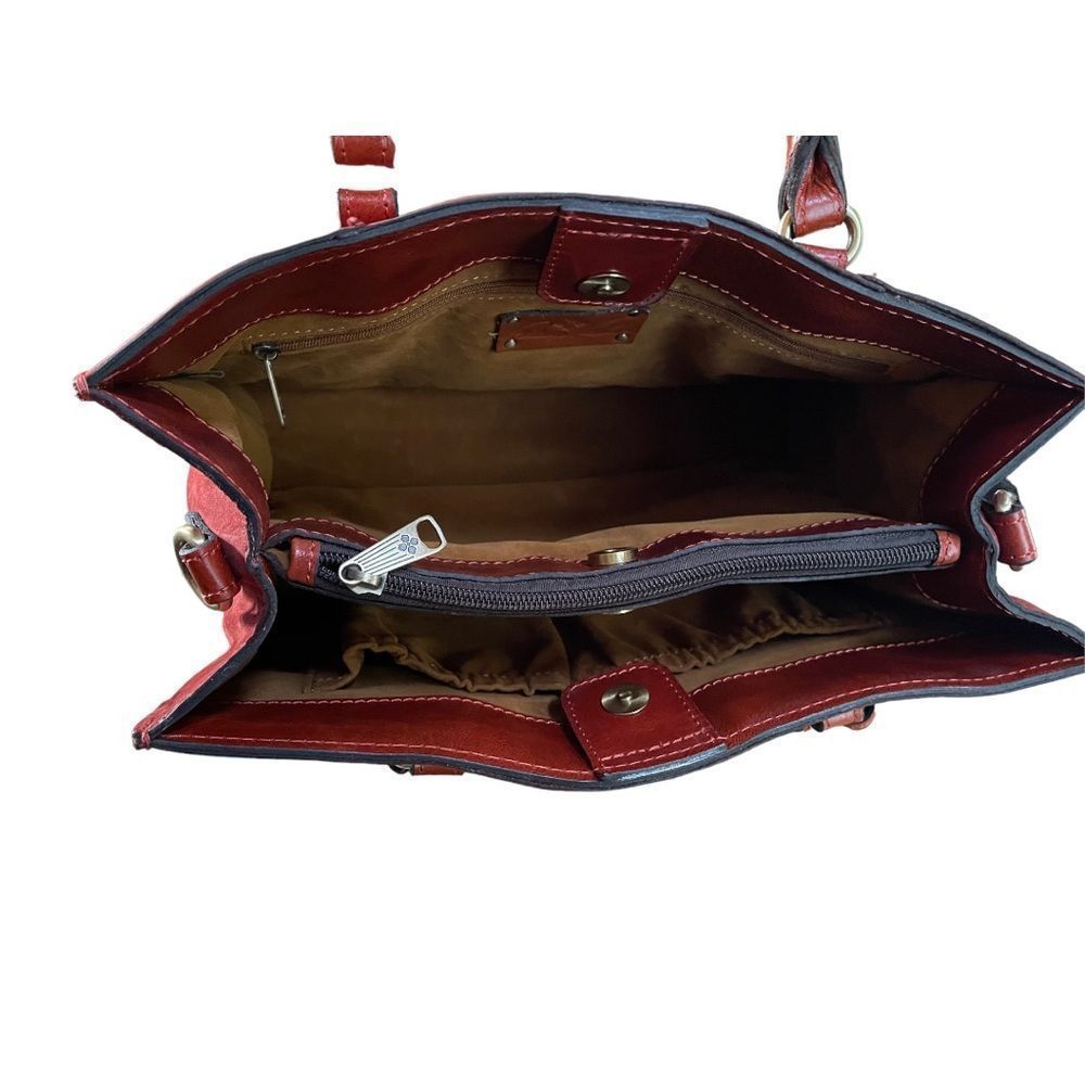 NWOT Patricia Nash maroon suede crossbody handbag-signed by Patricia Nash - Picture 7 of 13